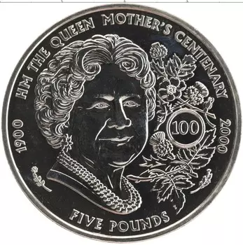 Монета 5 фунтов Гернси 2000 года Медно-никель Елизавета II