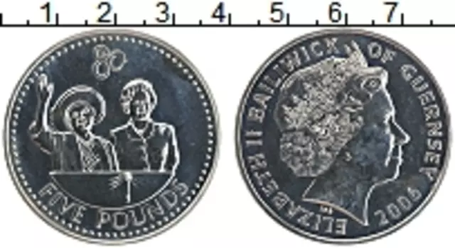 Монета 5 фунтов Гернси 2006 года Медно-никель Елизавета II
