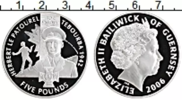 Монета 5 фунтов Гернси 2006 года Серебро Елизавета II