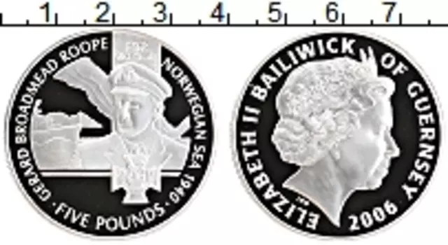 Монета 5 фунтов Гернси 2006 года Серебро Елизавета II