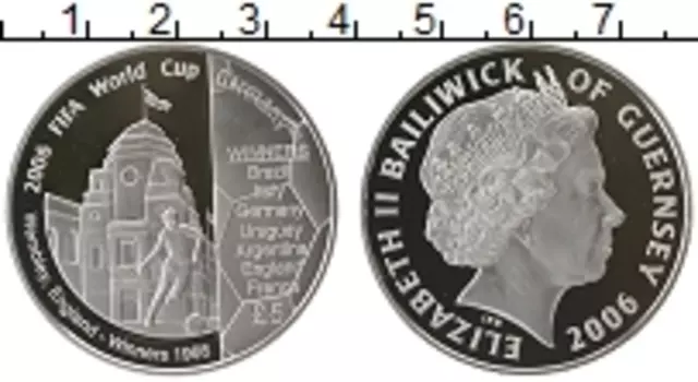 Монета 5 фунтов Гернси 2006 года Серебро Елизавета II