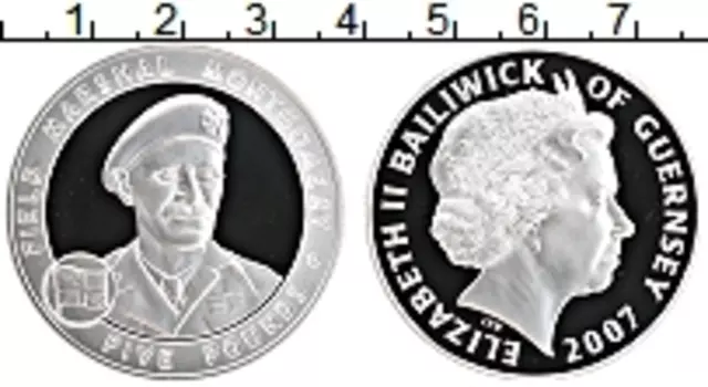 Монета 5 фунтов Гернси 2007 года Серебро Елизавета II