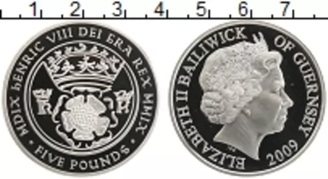 Монета 5 фунтов Гернси 2009 года Медно-никель Елизавета II