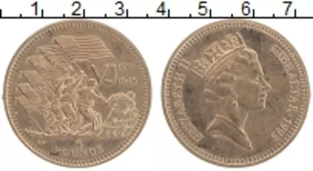 Монета 5 фунтов Гибралтара 1995 года Латунь Вирениум