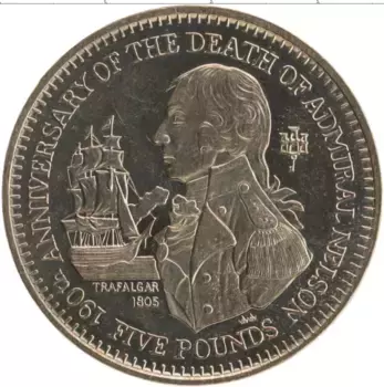Монета 5 фунтов Гибралтара 1995 года Медно-никель Вирениум