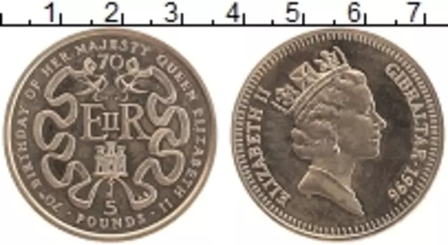 Монета 5 фунтов Гибралтара 1996 года Латунь Елизавета II