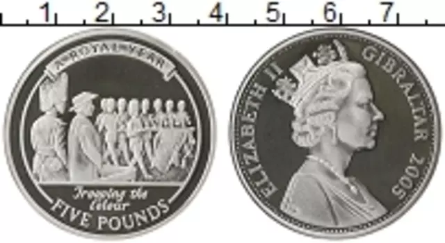 Монета 5 фунтов Гибралтара 2005 года Серебро