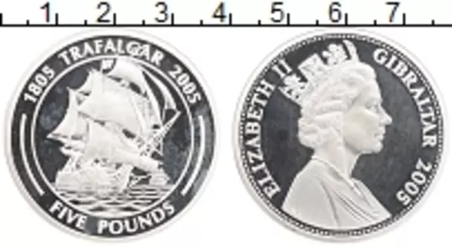 Монета 5 фунтов Гибралтара 2005 года Серебро Елизавета II