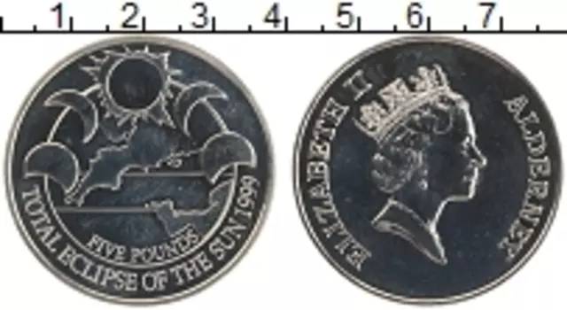 Монета 5 фунтов Олдерни 1999 года Медно-никель Елизавета II