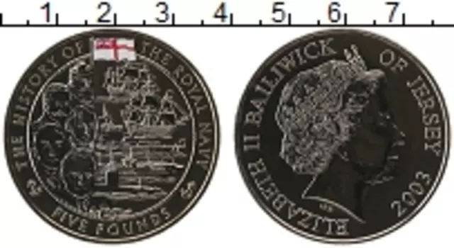 Монета 5 фунтов Острова Джерси 2003 года Медно-никель Елизавета II