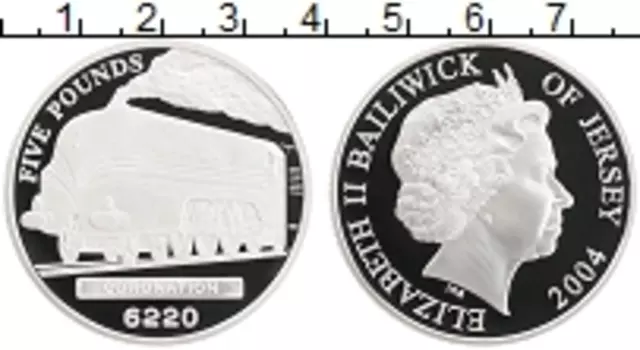 Монета 5 фунтов Острова Джерси 2004 года Серебро Железная дорога