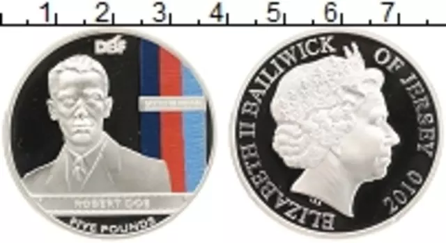 Монета 5 фунтов Острова Джерси 2010 года Серебро Елизавета II