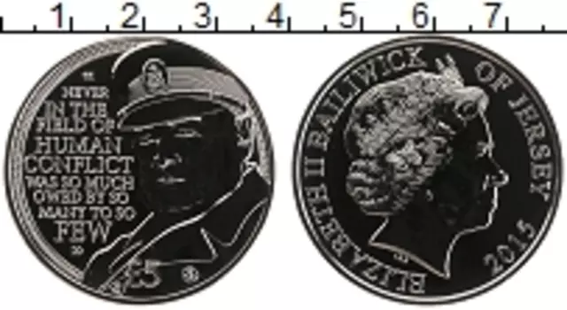 Монета 5 фунтов Острова Джерси 2015 года Медно-никель Елизавета II
