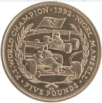 Монета 5 фунтов Острова Мэн 1993 года Бронза Металл Вирениум