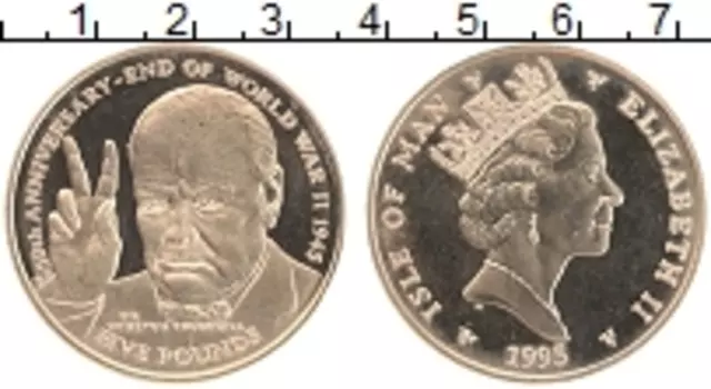 Монета 5 фунтов Острова Мэн 1995 года Медно-никель Вирениум
