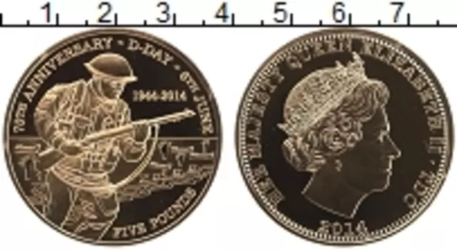 Монета 5 фунтов Тристан-да-Куньи 2014 года Позолота Елизавета II