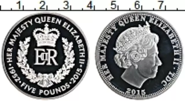 Монета 5 фунтов Тристан-да-Куньи 2015 года Серебро Елизавета II-самый долго правящий монарх