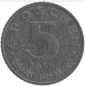 Монета 5 грош Австрии 1964 года Цинк