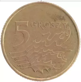 Монета 5 грош Польши 2011 года Латунь