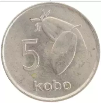 Монета 5 кобо Нигерии 1976 года Медно-никель