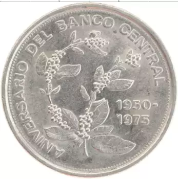 Монета 5 колон Коста-Рики 1975 года Медно-никель 25-летие Центрального банка