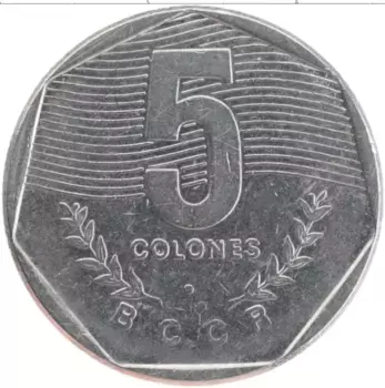 Монета 5 колон Коста-Рики 1985 года Медно-никель
