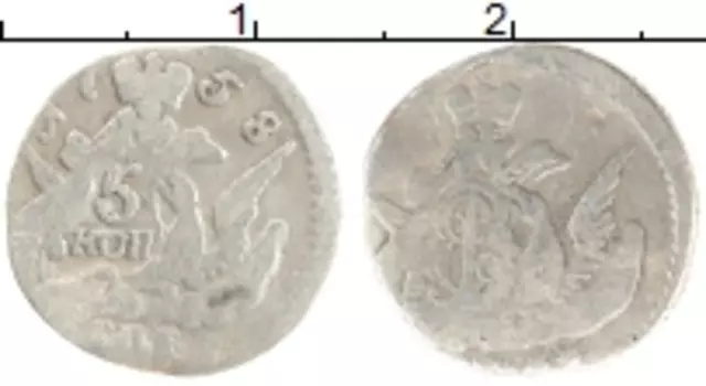 Монета 5 копеек Елизаветы Петровны 1758 года Серебро