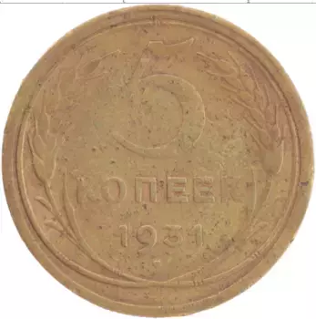 Монета 5 копеек СССР 1931 года Бронза