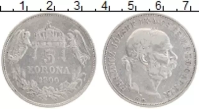Монета 5 корон Венгрии 1900 года Серебро Франц Иосиф I