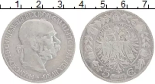 Монета 5 крон Австрии 1900 года Серебро Франц Иосиф I