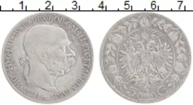 Монета 5 крон Австрии 1900 года Серебро Франц Иосиф I