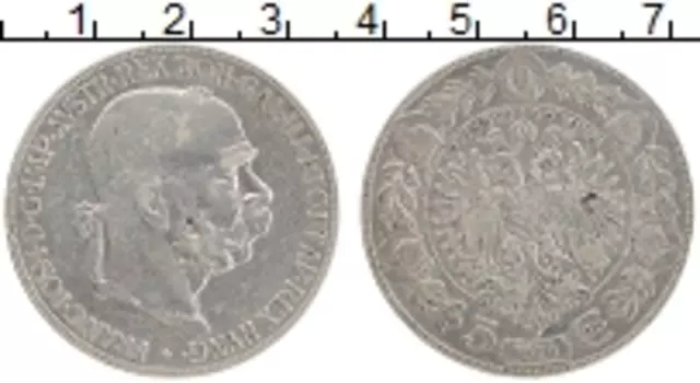 Монета 5 крон Австрии 1900 года Серебро Франц Иосиф I