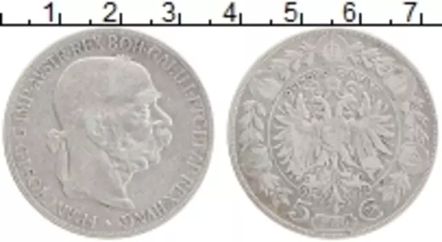 Монета 5 крон Австрии 1900 года Серебро Франц Иосиф I