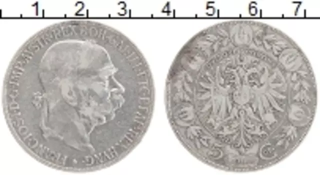 Монета 5 крон Австрии 1900 года Серебро Франц Иосиф I