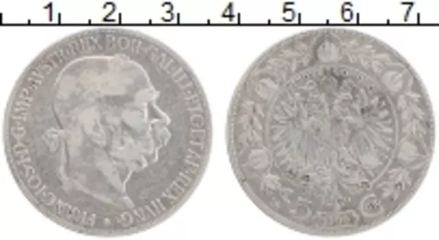 Монета 5 крон Австрии 1900 года Серебро Франц Иосиф I