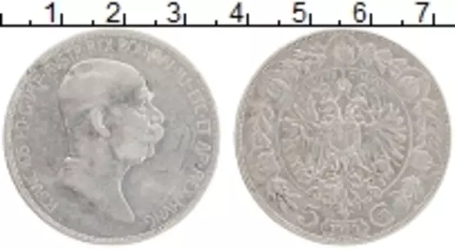 Монета 5 крон Австрии 1909 года Серебро Франц Иосиф I