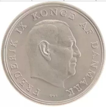Монета 5 крон Дании 1965 года Медно-никель Фредерик IX