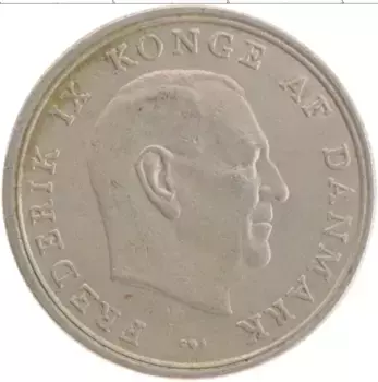Монета 5 крон Дании 1970 года Медно-никель Фредерик IX