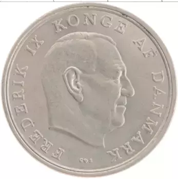 Монета 5 крон Дании 1970 года Медно-никель Фредерик IX
