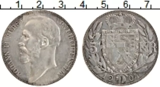 Монета 5 крон Лихтенштейна 1904 года Серебро Йоханн II