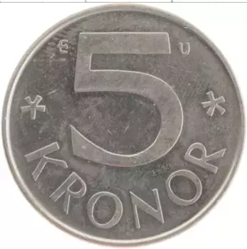 Монета 5 крон Швеции 1984 года Медно-никель Карл XVI Густав