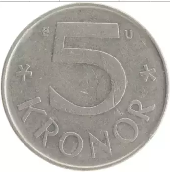 Монета 5 крон Швеции 1984 года Медно-никель Карл XVI Густав