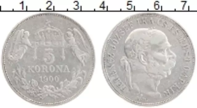 Монета 5 крон Венгрии 1900 года Серебро Франц Иосиф I