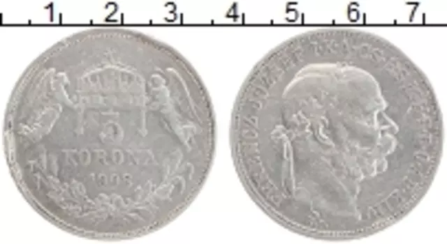 Монета 5 крон Венгрии 1908 года Серебро Франц Иосиф I