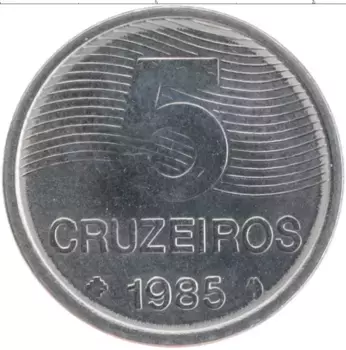 Монета 5 крузейро Бразилии 1985 года Сталь