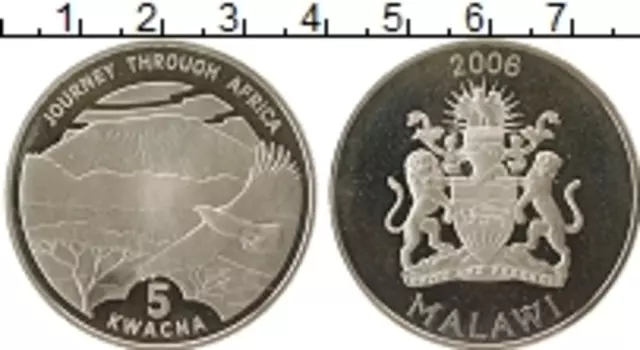 Монета 5 квач Малави 2006 года Серебро Африка