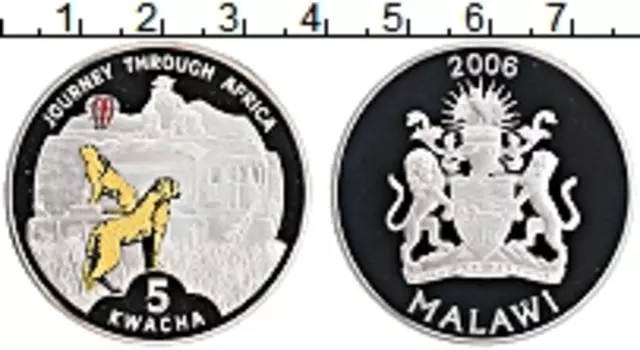 Монета 5 квач Малави 2006 года Серебро Турне по Африке