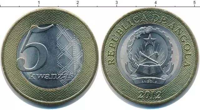 Монета 5 кванза Анголы 2012 года Биметалл