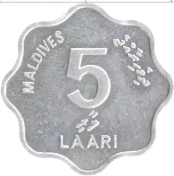Монета 5 лари Мальдив 1984 года Алюминий