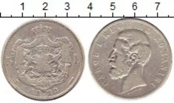 Монета 5 лей Румынии 1883 года Серебро Карол I